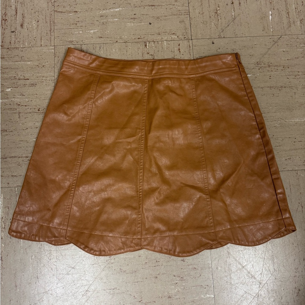 Tan Faux Leather Mini Skirt